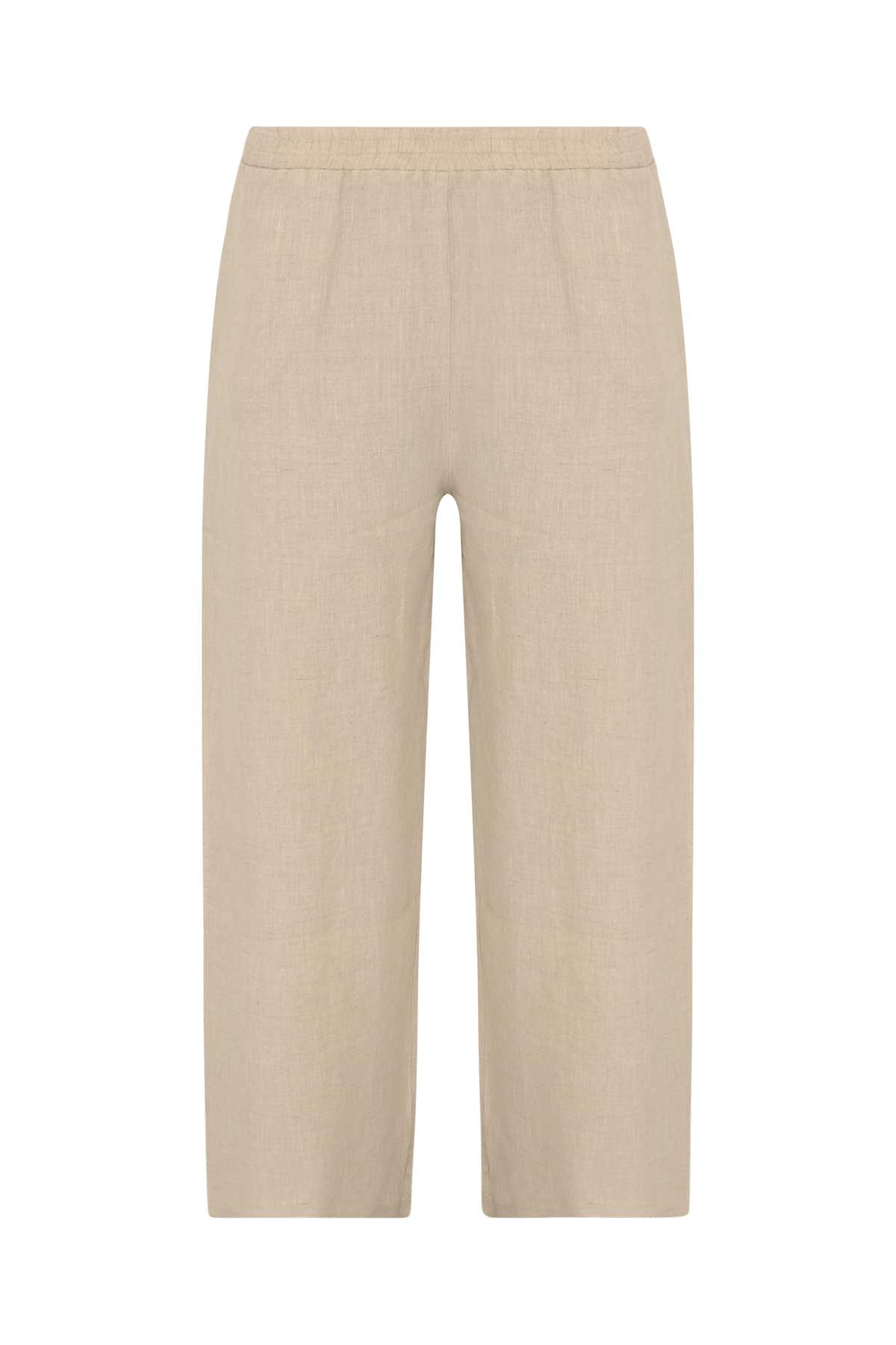 Trousers wide-fit long linen