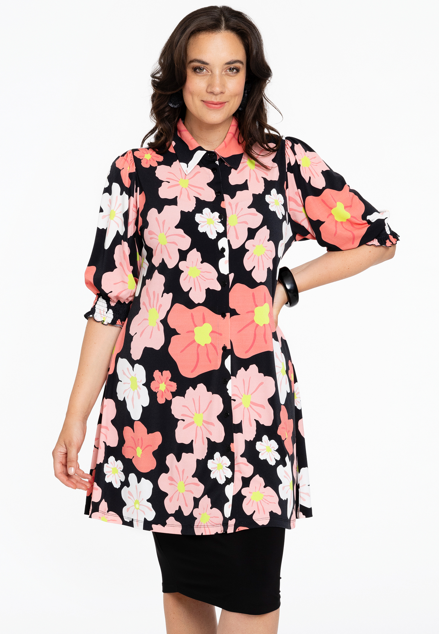Blouse puff sleeve HIBISCUS