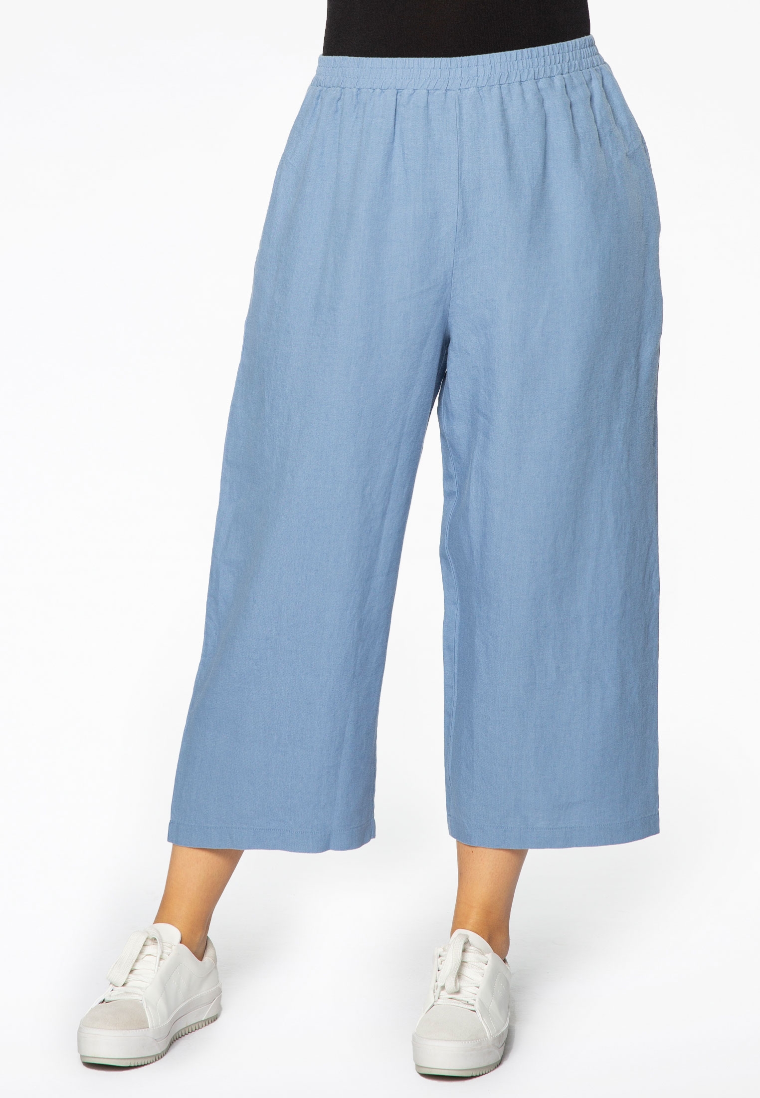 Trousers wide-fit 7/8 LINEN
