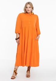 Dress puff sleeve DOLCE - black orange 