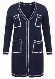 Cardigan contrast piping - blue