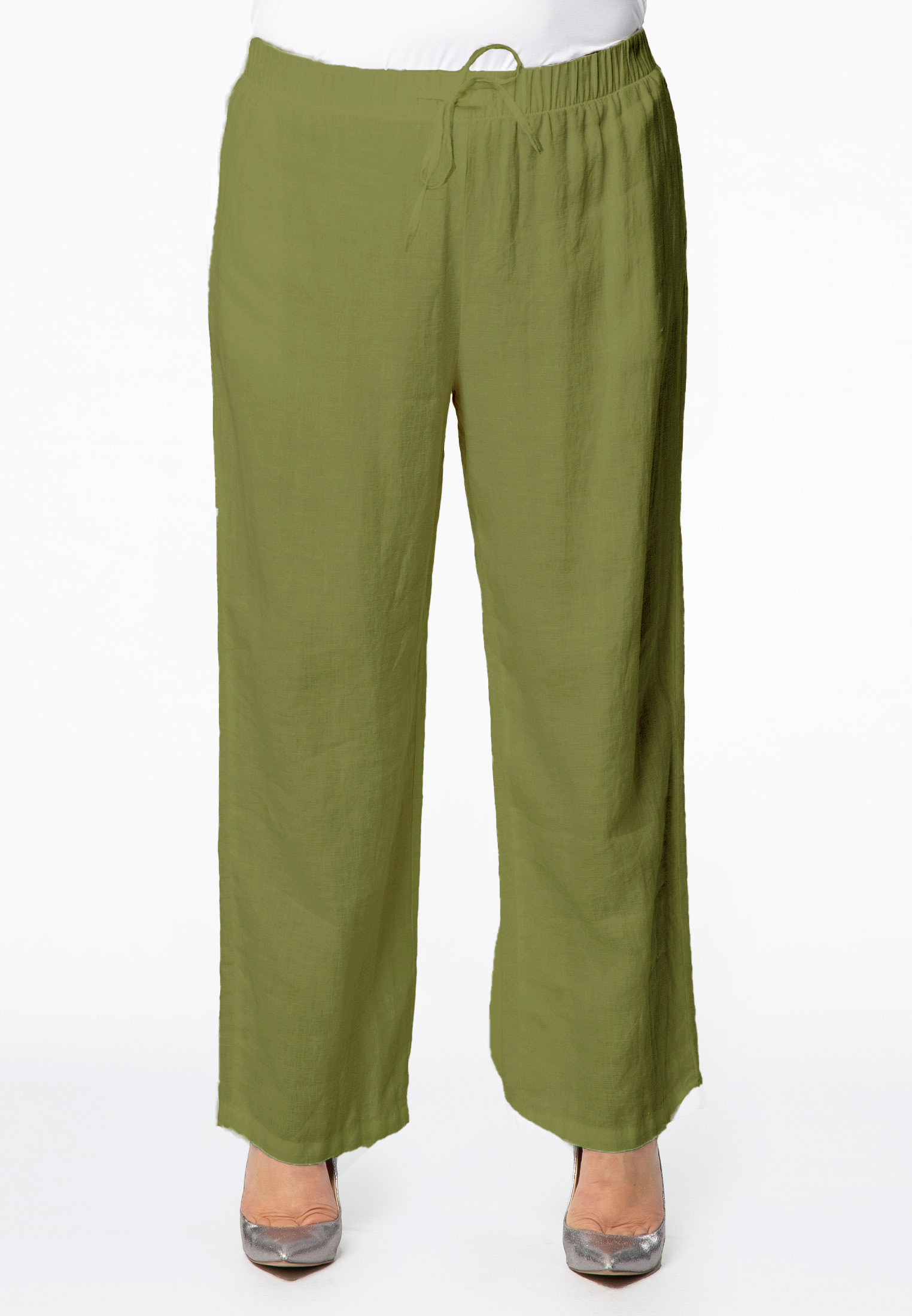 Trousers waist cord LINEN - white black blue green 