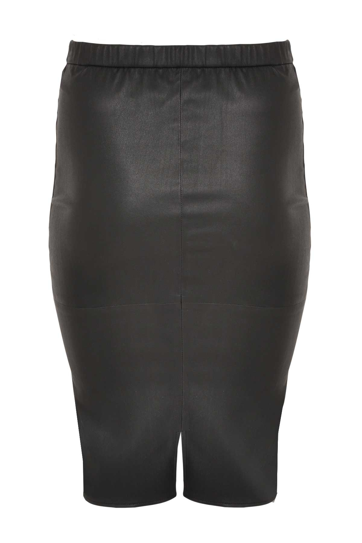Skirt stretch leather - black brown