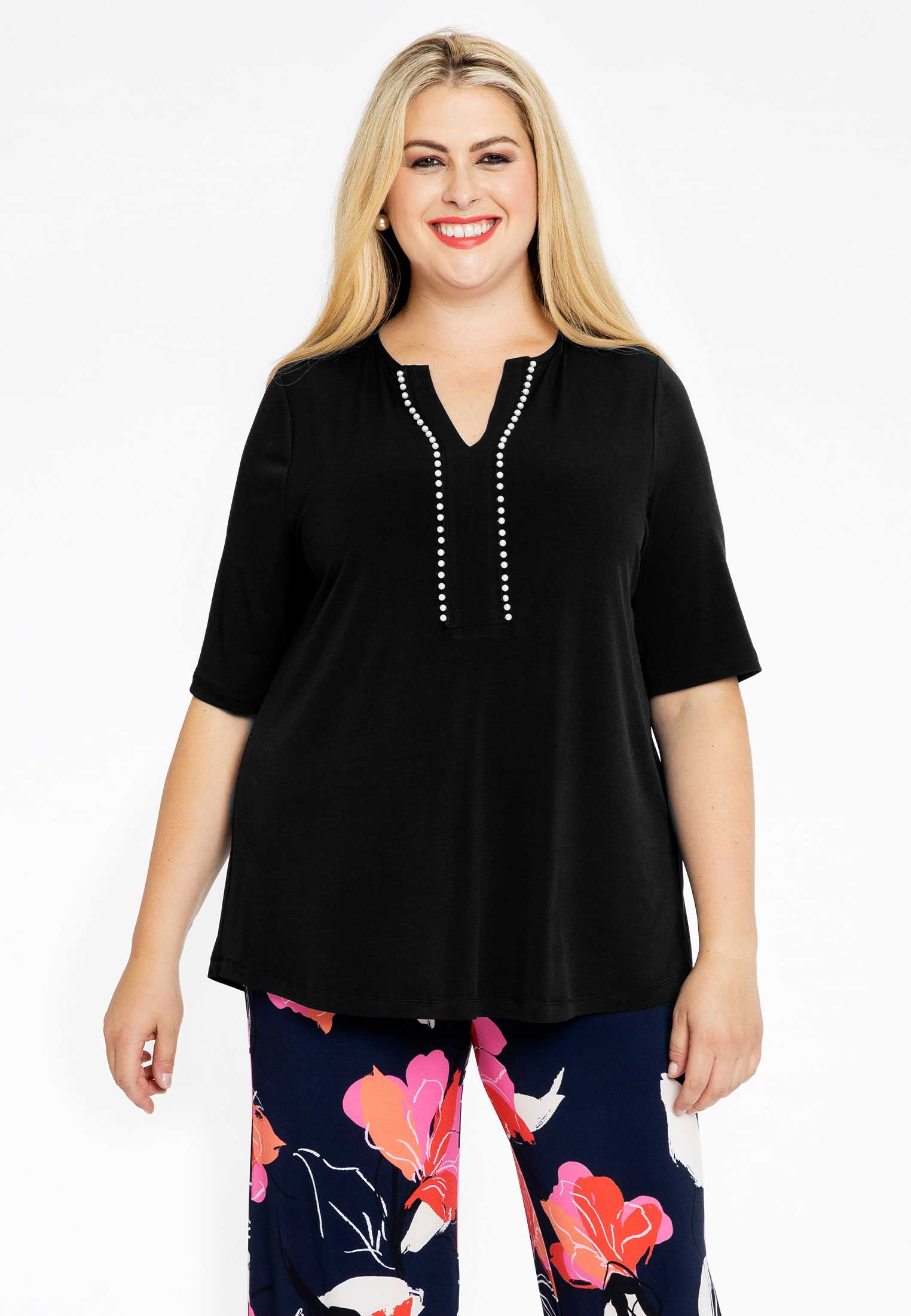 Tunic A-line pearls DOLCE - black blue