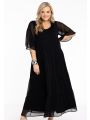 Dress long VOILE - black turquoise