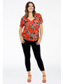 Shirt double V-neck MIX PRINT - red 