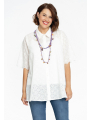 Blouse A-line broderie anglaise - white pink light purple