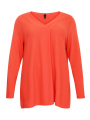 Pullover pleated V-neck - black pink orange 