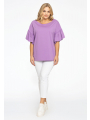Shirt wide frill sleeve COTTON - white light purple blue